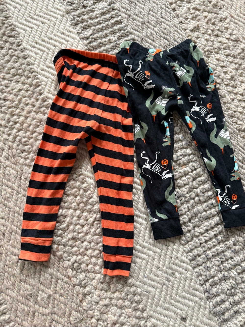Carter's Orange & Black Halloween Stripe and dinosaur pajama pants 18 months new